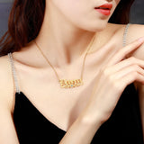 Old English Font Name Necklace With Evil Eye Stainless Steel Pendant