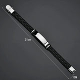 Engraved Stainless Steel Bracelet Leather Bangle Personalised