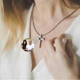 Cross Projection Necklace Men Memorial For Birthday Anniversary Jewelry