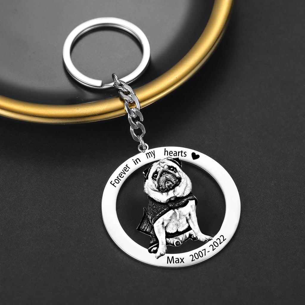 Pet Photo Keychain Stainless Steel Dog Tag Key Chain Memorial Gift