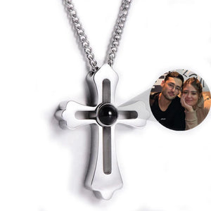 Personality Photo Cross Necklace for Dad