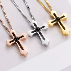 Personality Photo Cross Necklace for Dad