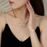 Personalized 3D Name Necklace Double Diamond Choker Pendant