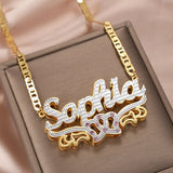 Personalized 3D Name Necklace Double Diamond Choker Pendant