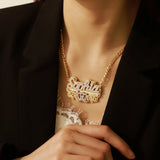 Personalized 18KGold Plated Name Necklace Double Diamond Choker