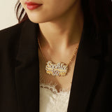 Personalized 18KGold Plated Name Necklace Double Diamond Choker