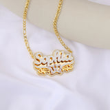 Personalized 18KGold Plated Name Necklace Double Diamond Choker
