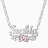 Personalized 3D Name Necklace Double Diamond Choker Pendant