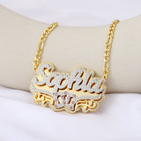Personalized 18KGold Plated Name Necklace Double Diamond Choker