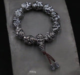 Dasheng Rosary Bracelet Silver Monkey Head Men's Vintage Titian