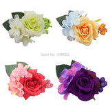 Champagne Hydrangea Rose Clips Wedding Hair Flowers Accessories