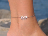 Date Anklet | Number Anklet, Personalized Birth Year Anklet