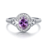 Amethyst Knuckleduster Wedding Bands Couple Pink Gemstones Fine Jewelry