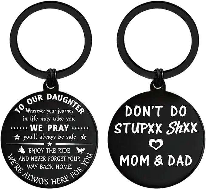 Daughter from Mom Dad Keychain for Teen Girls, Funny Gift