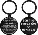 Daughter from Mom Dad Keychain for Teen Girls, Funny Gift