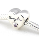 Daughter Heart Charms 925 Sterling Silver Beads for Jewelry Making