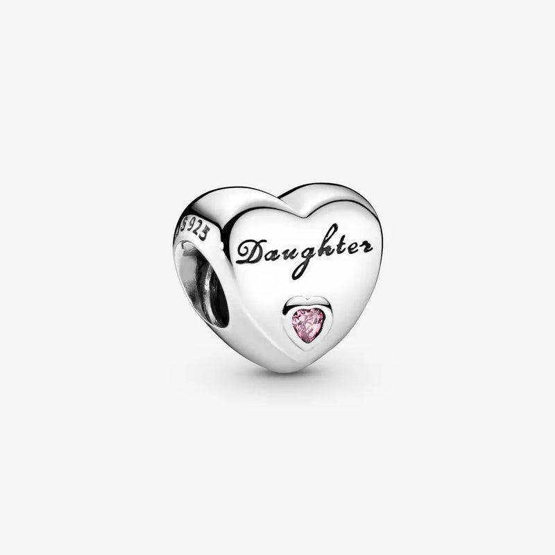 Daughter Heart Charms 925 Sterling Silver Beads for Jewelry Making
