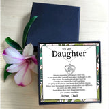 Daughter Dad Crystal Pendant Necklace Women Jewelry