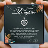 Daughter Dad Crystal Pendant Necklace Women Jewelry