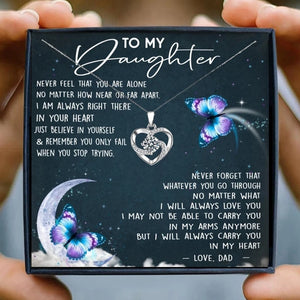 Daughter Dad Crystal Pendant Necklace Women Jewelry