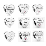 Daughter's Love Heart Charm for 925 Silver Bracelets