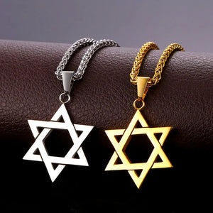Star Charm Necklace Stainless Steel Hexagram Pendant Men's Jewish Jewelry