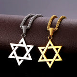 Star Charm Necklace Stainless Steel Hexagram Pendant Men's Jewish Jewelry
