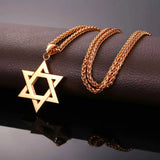 Star Charm Necklace Stainless Steel Hexagram Pendant Men's Jewish Jewelry