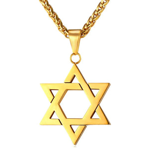 Star Charm Necklace Stainless Steel Hexagram Pendant Men's Jewish Jewelry