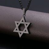 Star Charm Necklace Stainless Steel Hexagram Pendant Men's Jewish Jewelry