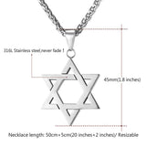 Star Charm Necklace Stainless Steel Hexagram Pendant Men's Jewish Jewelry
