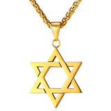 Star Charm Necklace Stainless Steel Hexagram Pendant Men's Jewish Jewelry