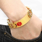 Davieslee 19.5mm Medical Alert Bracelet Silver Stainless Steel DKBM166