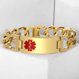Davieslee 19.5mm Medical Alert Bracelet Silver Stainless Steel DKBM166