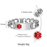 Davieslee 19.5mm Medical Alert Bracelet Silver Stainless Steel DKBM166