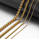 2/3/4/5MM Thin Mens Boys Chain Womens Round Box Link Stainless Steel Necklace