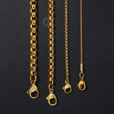2/3/4/5MM Thin Mens Boys Chain Womens Round Box Link Stainless Steel Necklace
