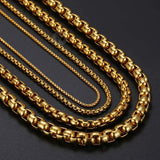 2/3/4/5MM Thin Mens Boys Chain Womens Round Box Link Stainless Steel Necklace