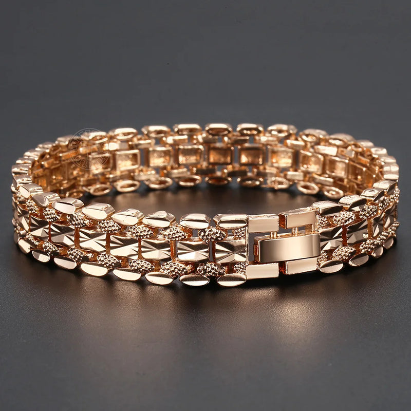Rose Bracelet Bangle for Women Girls Carved Chain Wristband
