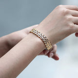 Rose Bracelet Bangle for Women Girls Carved Chain Wristband