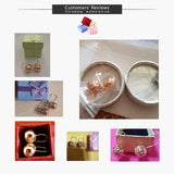 Rose Womens Earrings Snap Closure Round Ball Stud Earring For Women