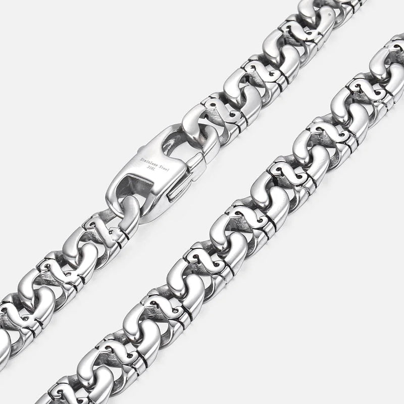 Stainless Steel Biker Chain Necklace for Men Silver Punk Jewelry