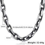 Gunmetal Tone Stainless Steel Cable Chain Necklace for Men 6mm 18-36inch LKN498