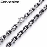 Gunmetal Tone Stainless Steel Cable Chain Necklace for Men 6mm 18-36inch LKN498