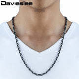 Gunmetal Tone Stainless Steel Cable Chain Necklace for Men 6mm 18-36inch LKN498