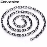 Gunmetal Tone Stainless Steel Cable Chain Necklace for Men 6mm 18-36inch LKN498