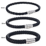 Brown Braided Leather Bracelet Stainless Steel Clasp