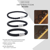 Brown Braided Leather Bracelet Stainless Steel Clasp