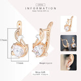 Elegant CZ Dangle Earrings Rose Gold 585
