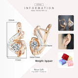 Elegant CZ Dangle Earrings Rose Gold 585